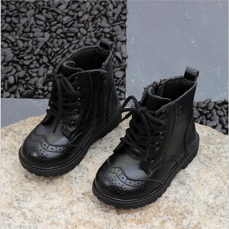 

2019 Genuine Leather big children in the British children's Martin boots boys and girls cotton boots