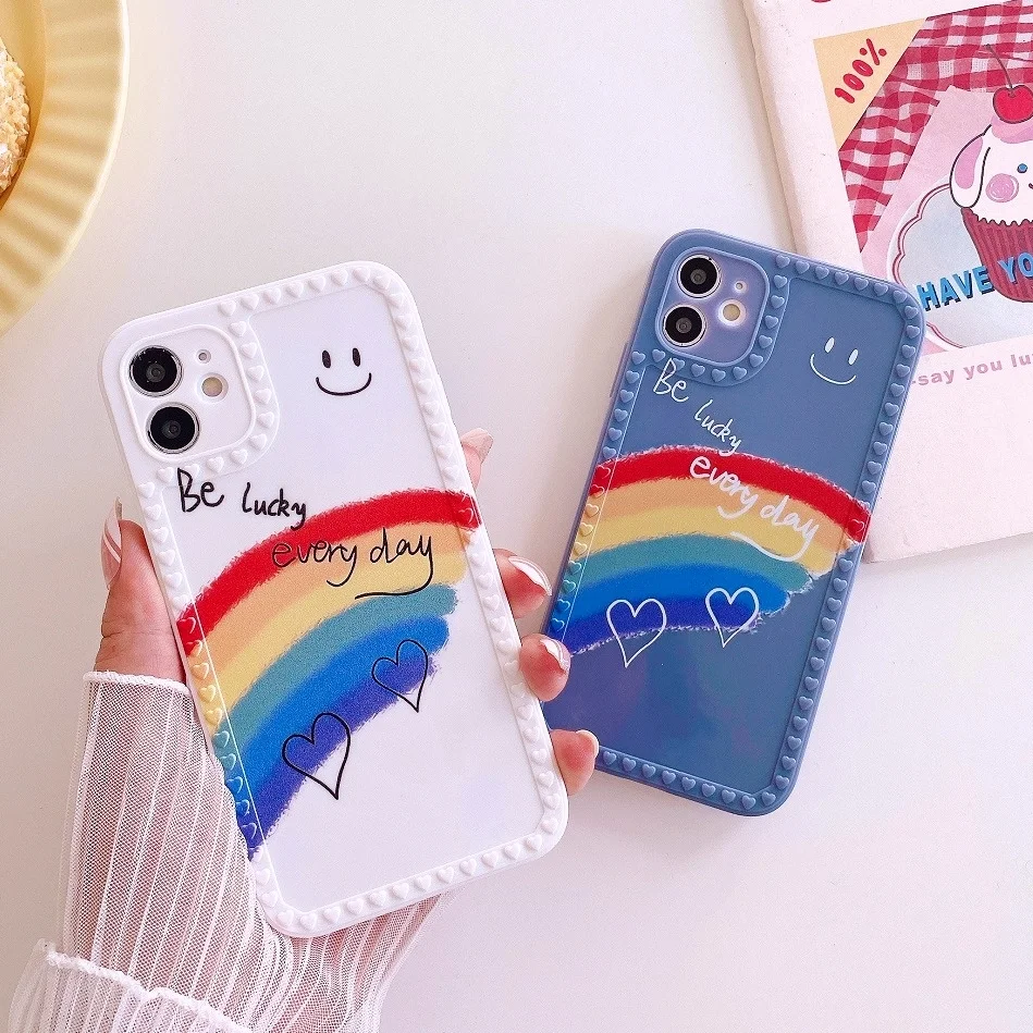 

Soft Sillicone Rainbow Smile Phone Case for IPhone 12 11 Pro Max Mini Xs X XR 7 8 Plus 6s SE 2020 Cover Cases