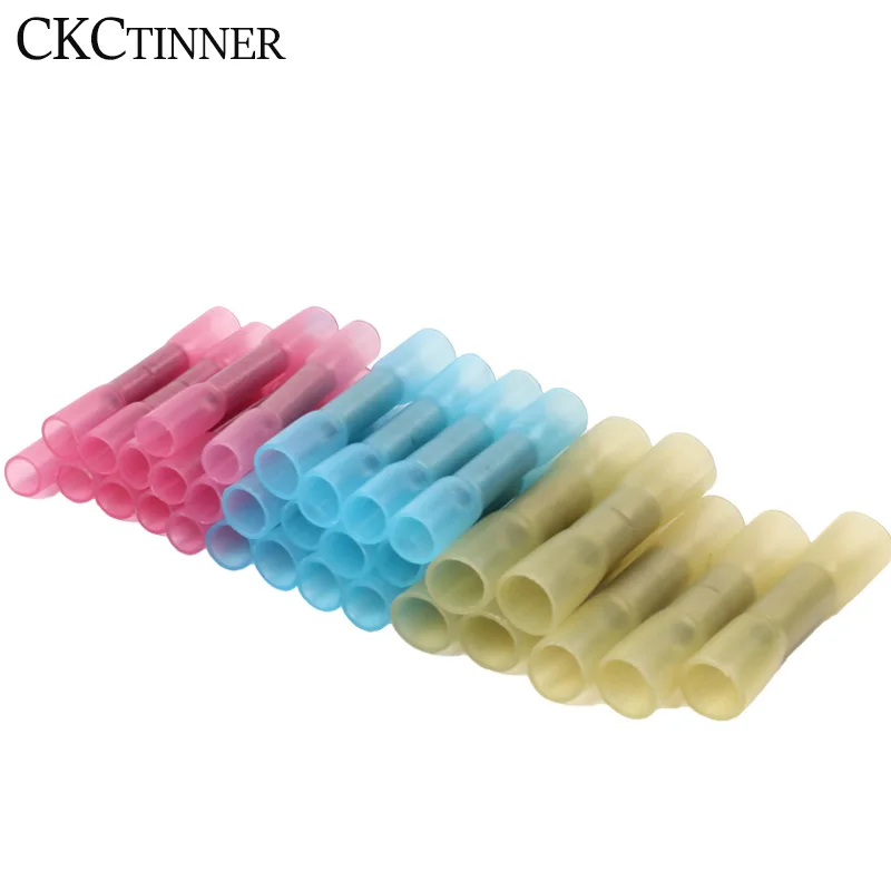 100 шт. BHT красный синий желтый BHT1.25 BHT2 BHT5 термоусадочный стыковой водонепроницаемый Изолированный соединитель терминал нейлон латунь терминал