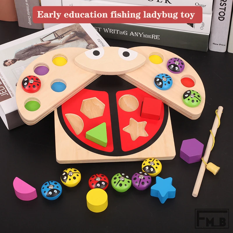 

Веселая игрушка Монтессори для раннего развития, детская игрушка для рыбалки, Детская Магнитная деревянная головоломка, игрушки для мальчи...