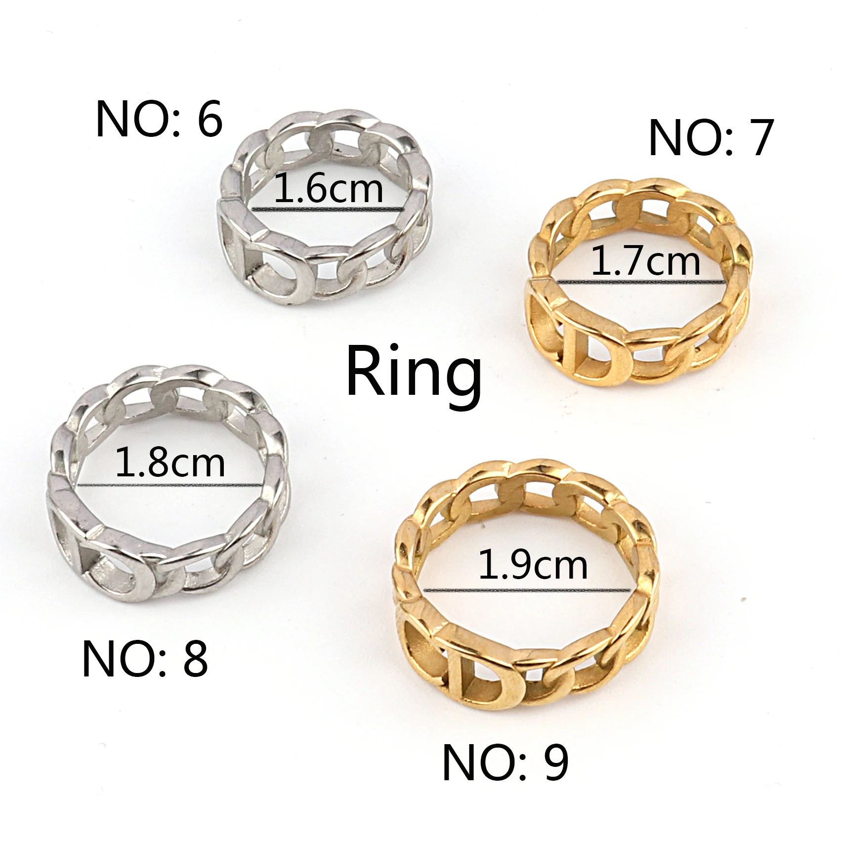 

Hiphop/Rock Geometry Circular Punk Stainless Steel Rings Index Finger Accessories Buckle Joint Tail Ring for Women Jewelry