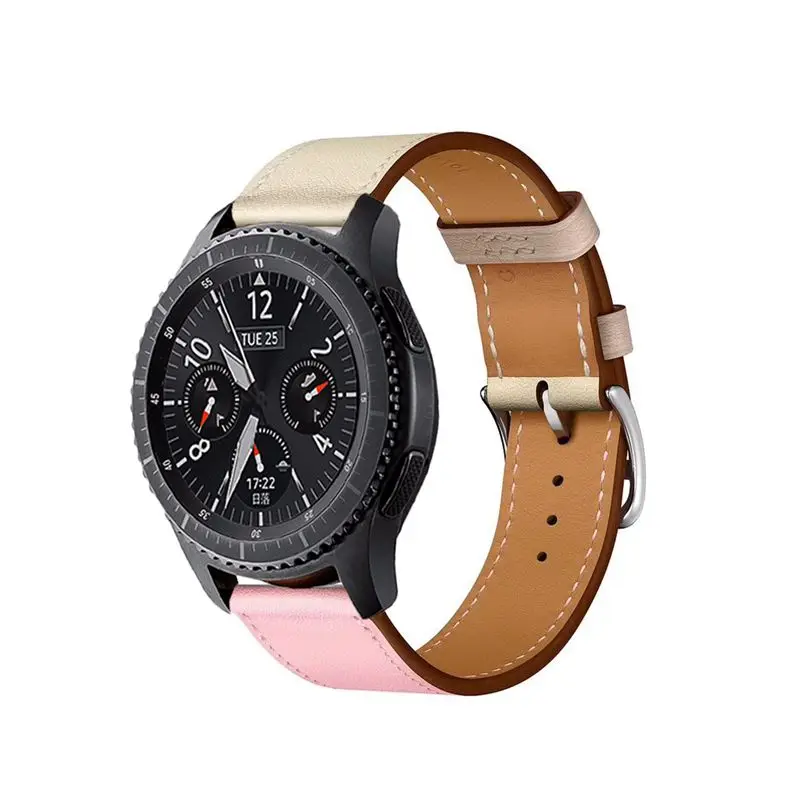 white pink Кожаный ремешок для samsung gear Sport S2 S3 Classic Frontier для Galaxy Watch 42 мм 46 мм ремешок 22 мм быстрая замена ремешков - Цвет ремешка: white pink