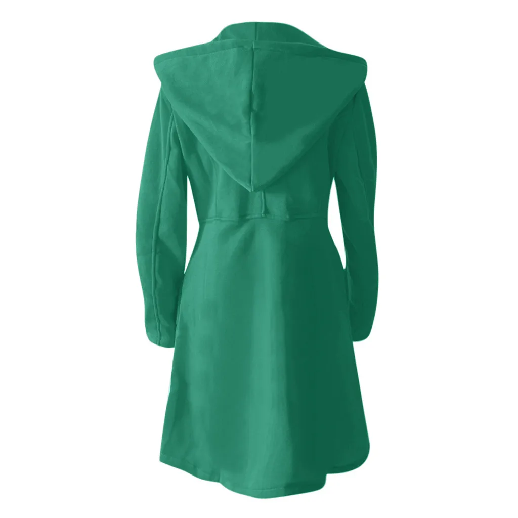 Зимнее женское пальто manteau femme, накидка с капюшоном, элегантное женское Шерстяное Пальто с карманами на талии, abrigo mujer casaco feminino