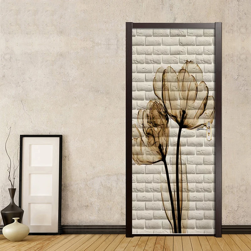 Настенные наклейки с изображением кирпичной тюльпана дверные 3D обои декор для