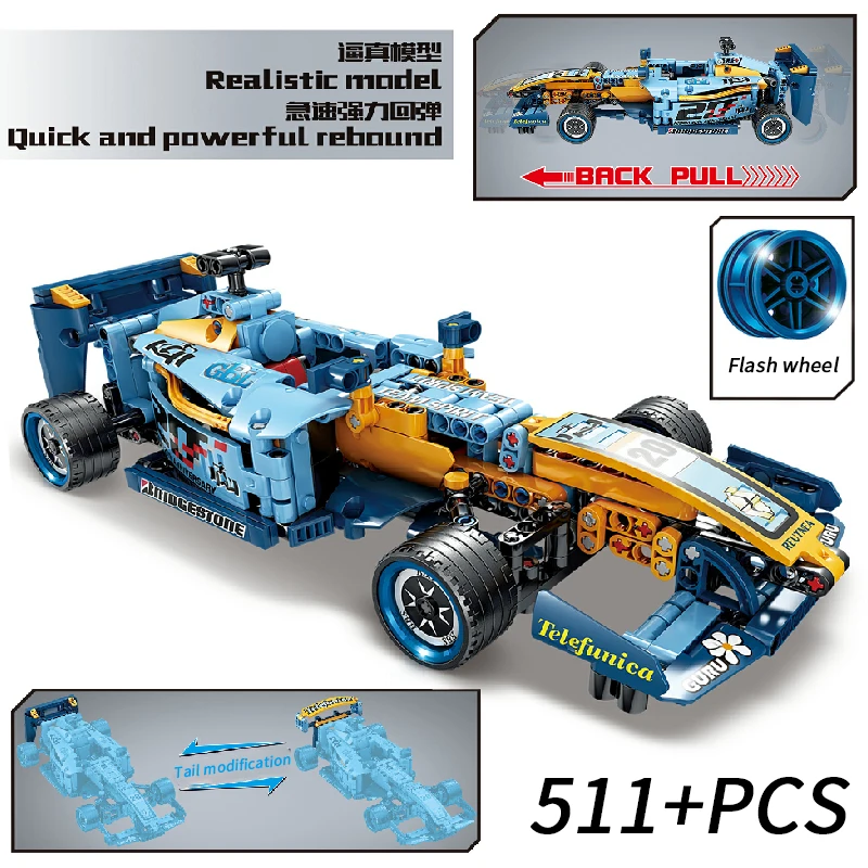 

High-tech Car Supercar F1 Speed Champion Building Blocks Sports Pull back Car Moc Parts Bricks Educational DIY Toys for Children