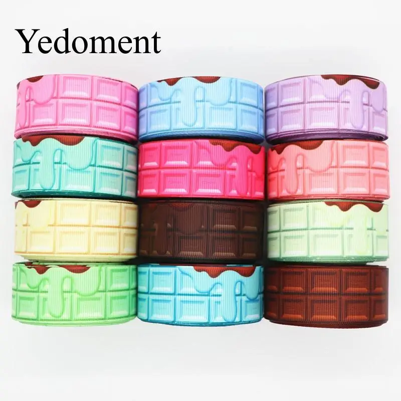 Двухсторонние ленты для волос с шоколадным принтом 10 ярдов 1 дюйм 25 мм материалы