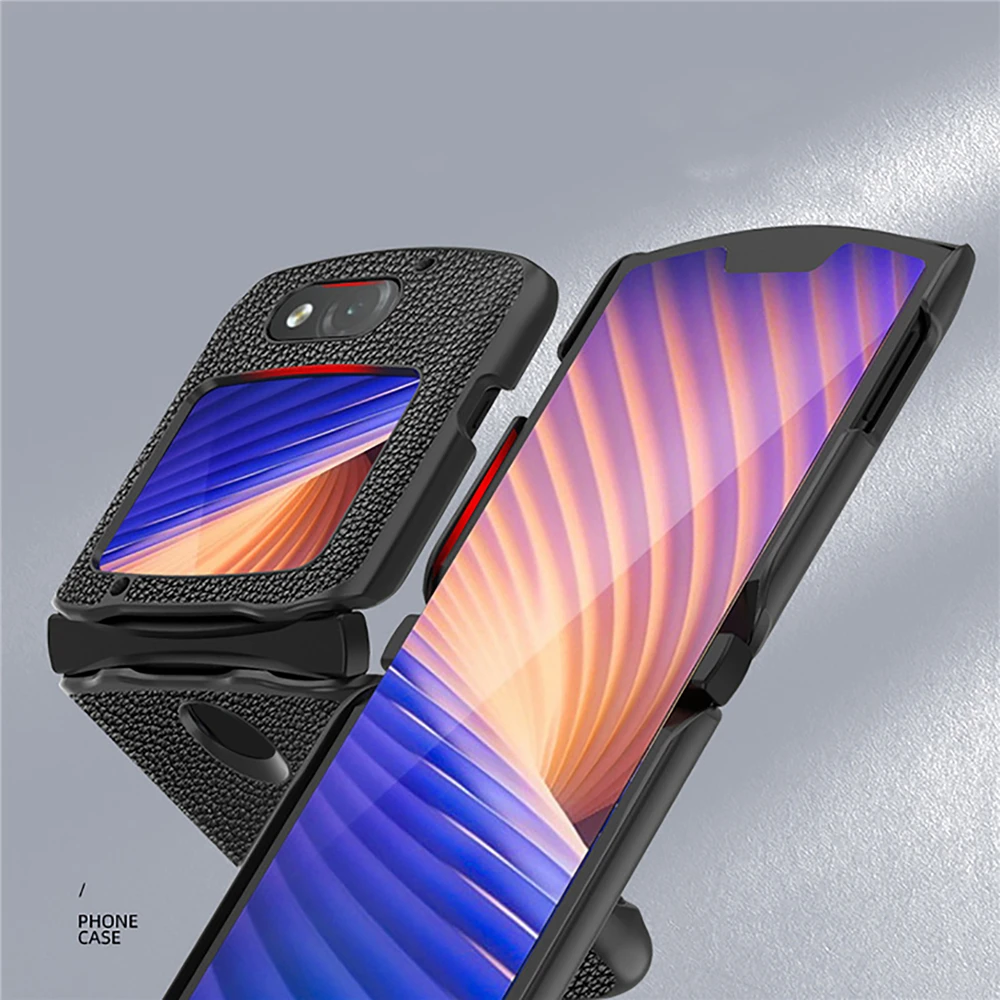 Lychee Pattern Leather Phone Case Cover Shell All-inclusive Protective Sleeve for Moto Rola Razr 5G Folding Screen Smartphone | Мобильные