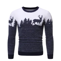 new men s sweater slim fit warm knitwear 2021 autumn and winter christmas elk printing