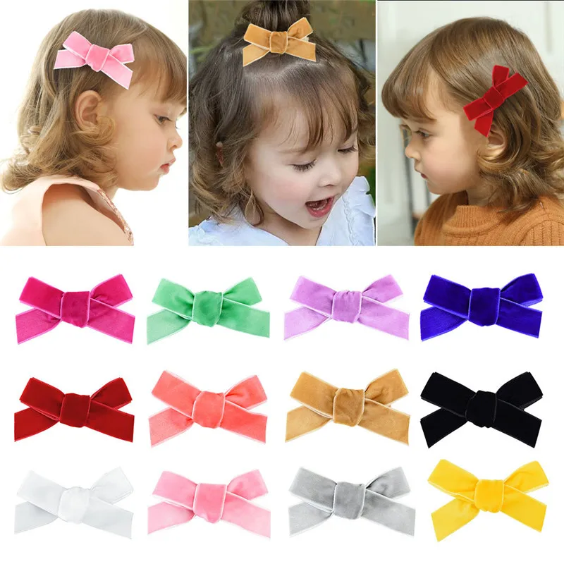 

Velvet Ribbon Girls Hairpins Simple Bow with Safe Clips Pins for Kids DIY Handmade Children Baby Hair Pin Hair Accessories