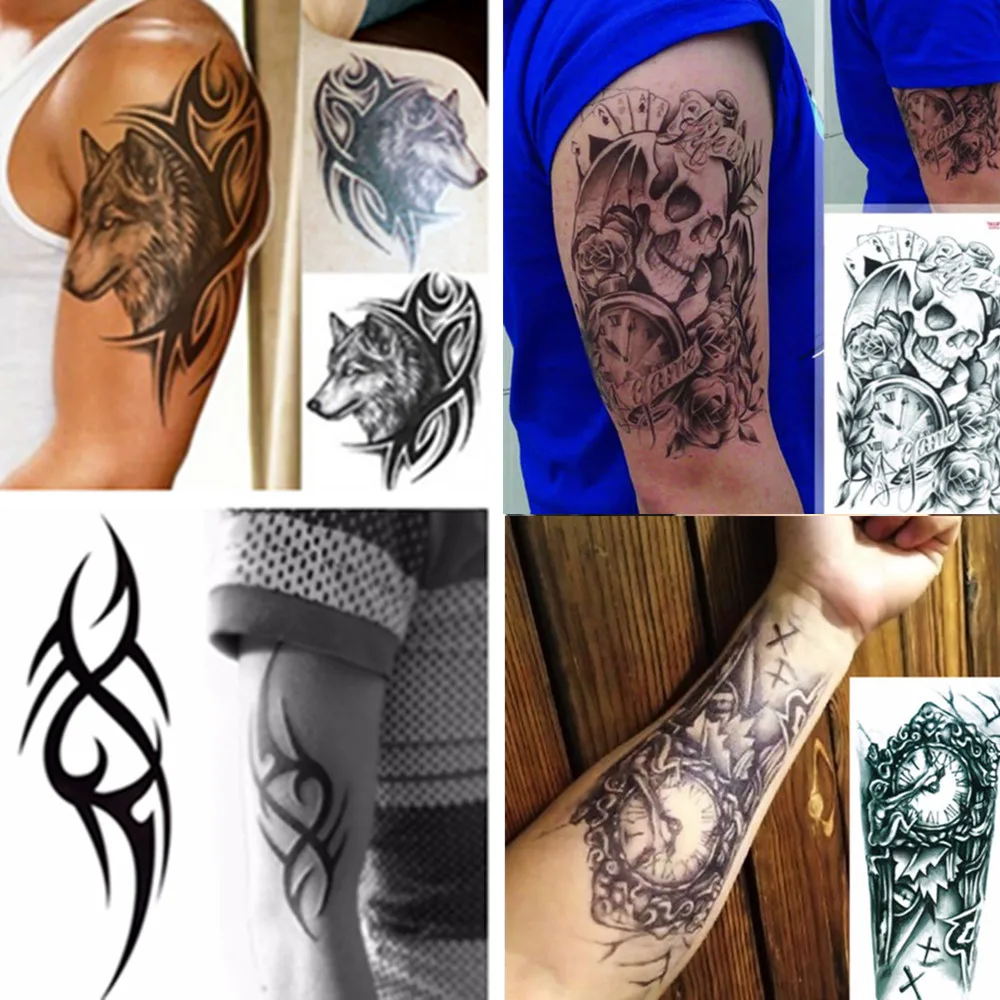 Водонепроницаемый разрабатывает Временные татуировки 3D черный робот