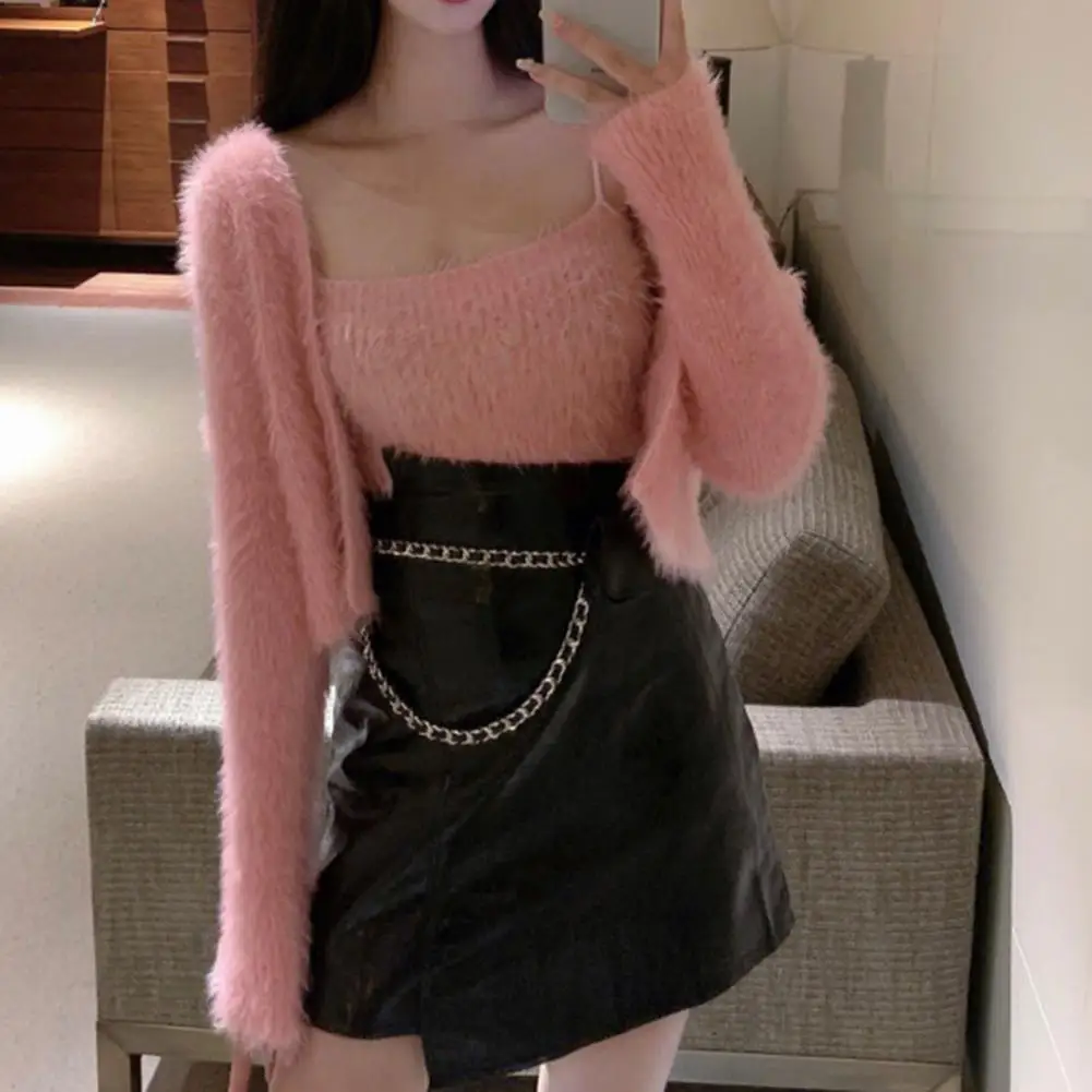 

Fashion Fluffy Camisole Jacket Lightweight Camisole Coat Ultra Soft Windproof Women Pure Color Fluffy Camisole Jacket