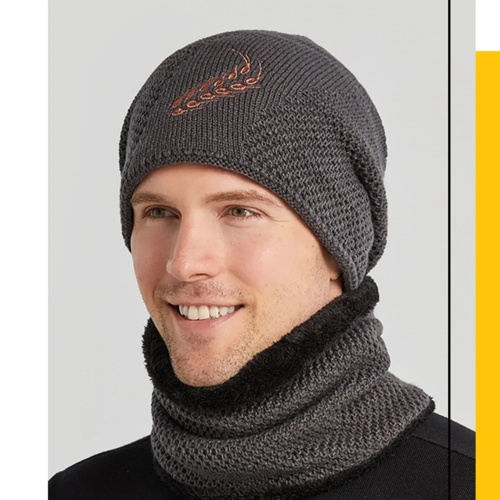 Шапка-бини для мужчин и женщин вязаная шапка пшеницы шарф теплые плюшевые