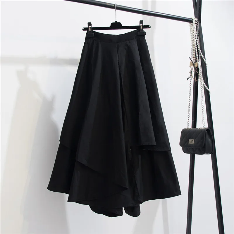 

Fashion Irregular Ruffled Stitching Skirt Female 2021 Summer New High Waist Solid Color Slimming A- line Skirt for Ladies