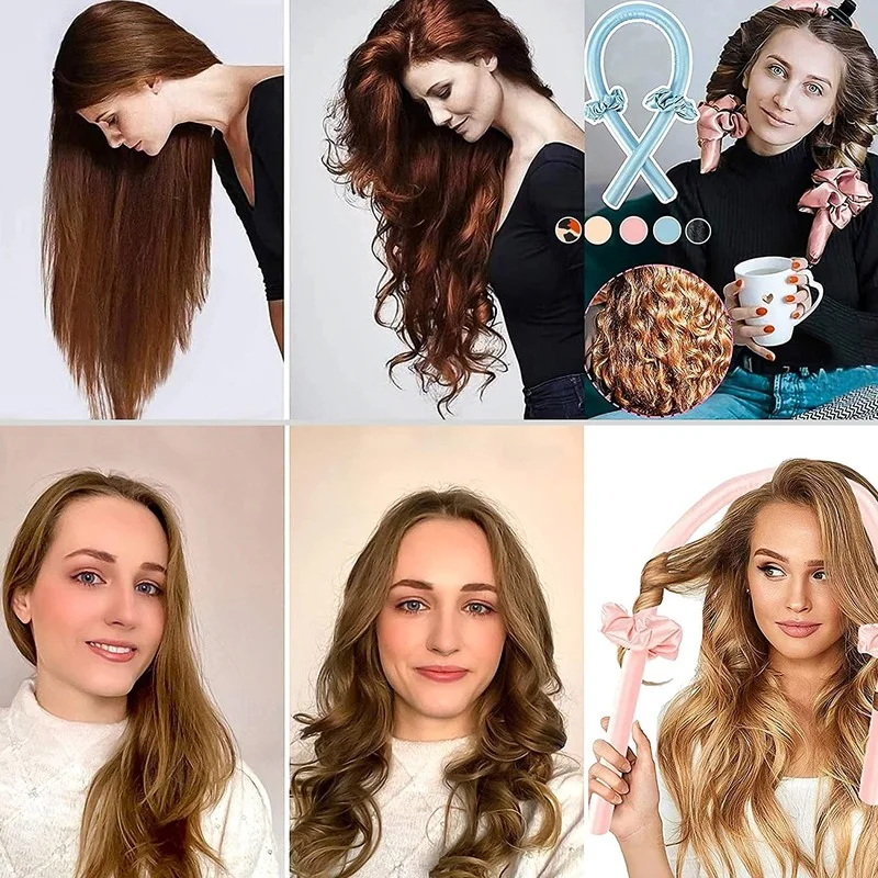 Women Hair Rollers Heatless Curling Rod Foam Curls Ribbon Sleeping Soft Headband Flexi Long Curlers DIY Styling Tools | Красота и