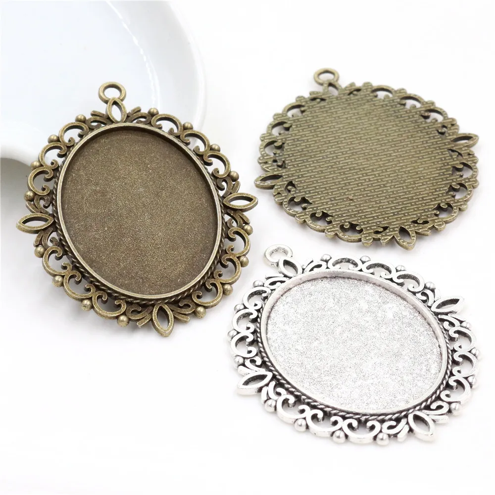 5 шт. внутренний размер 30x40 мм Античное серебро и бронзовые оттенки проколотого стиля обрамление подвески с шармами.