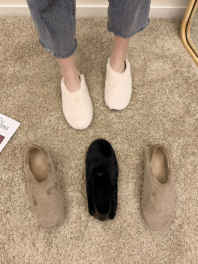 

Мокасины женские с круглым носком, мягкие элегантные туфли на платформе, без застежки, повседневные лоферы, меховые кроссовки