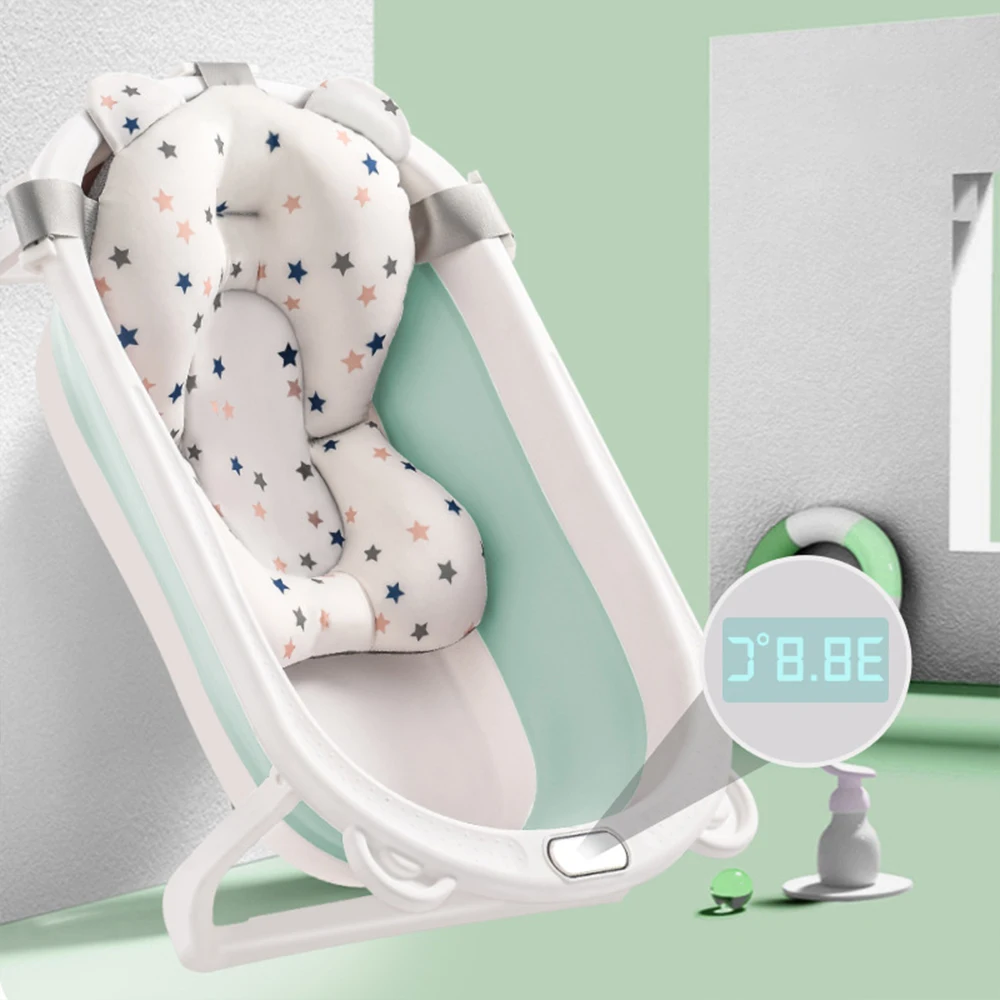 New Design Folding Baby b=Bath Bathtubs Large Capacity Plastic Children Tubs Water Temperature Display for Newborns Babies Bath