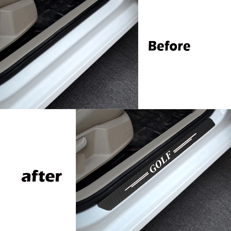4 шт. углеродного волокна Защита дверных порогов Стикеры для Фольксваген Гольф