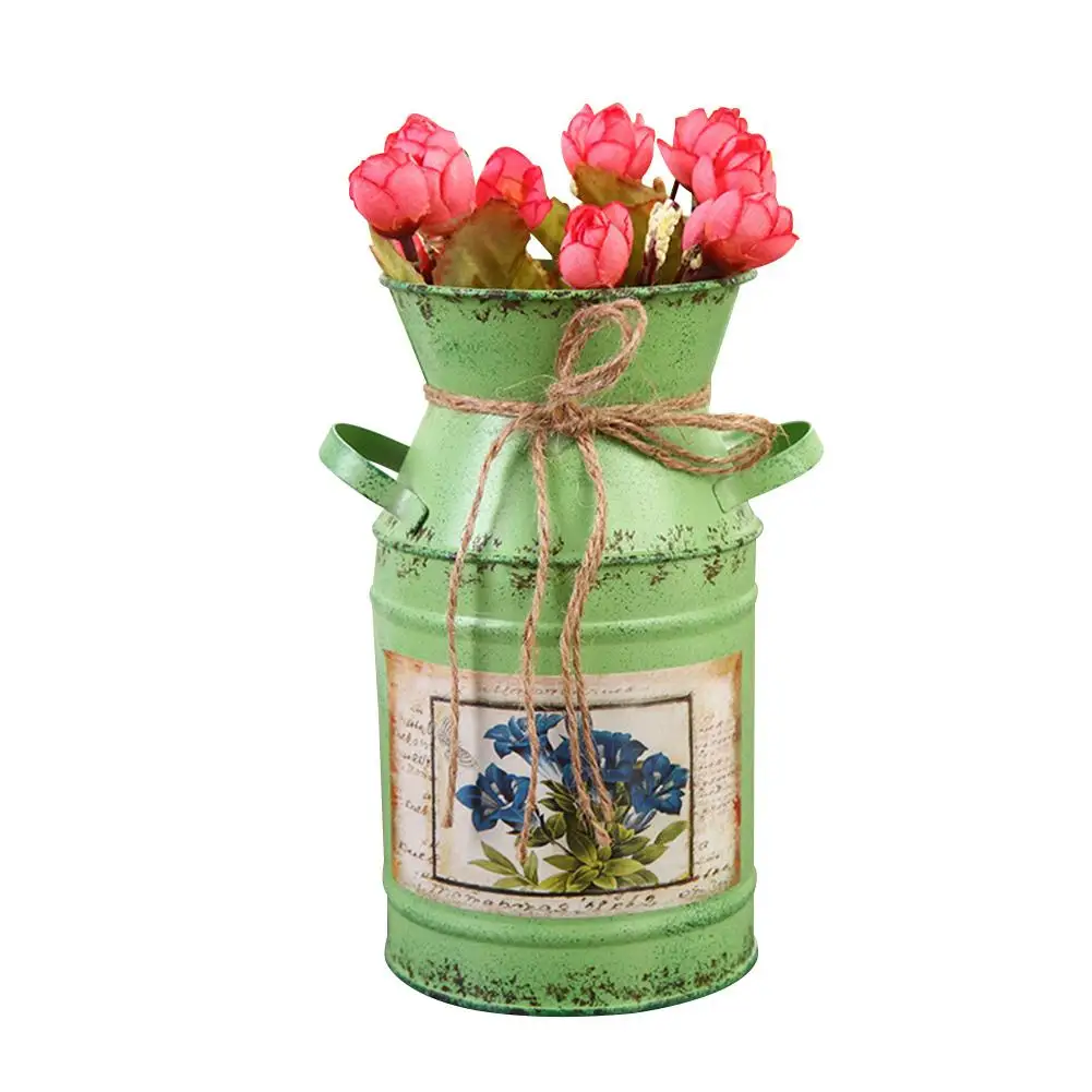 Винтажный стиль потертый шик железное ведро молочная ваза металлический