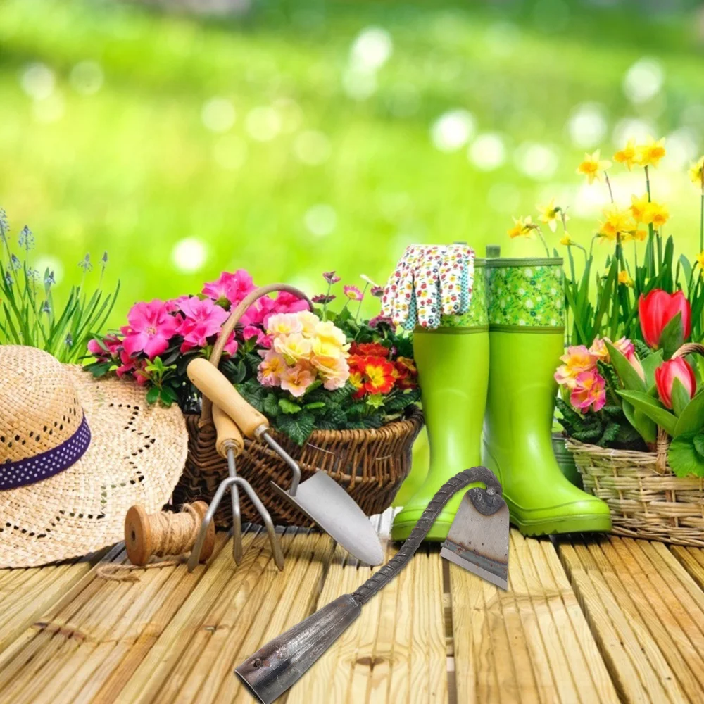 

2Pcs Gardening Hoes Outdoor Farm Tools Weeding Hoes Wasteland Hoes (Gray)