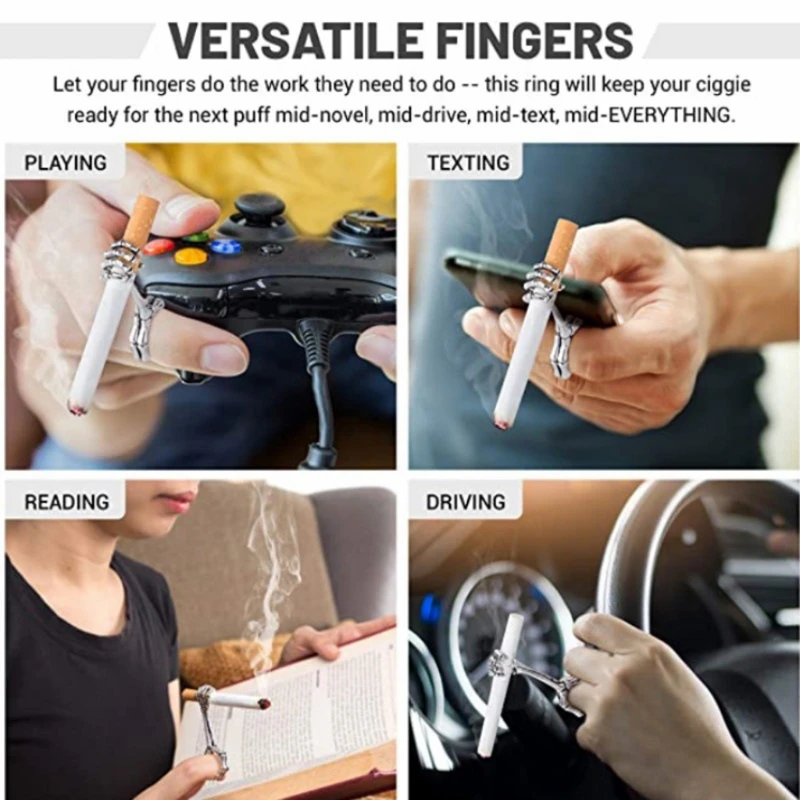 

Cigarette Holder Rings Vintage Skeleton Hand Smoker Holder Elegant Finger Holder Ring Smoker Holder for Women and Men