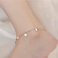 925 sterling silver charming disc chain anklet bracelet for women foot jewelry