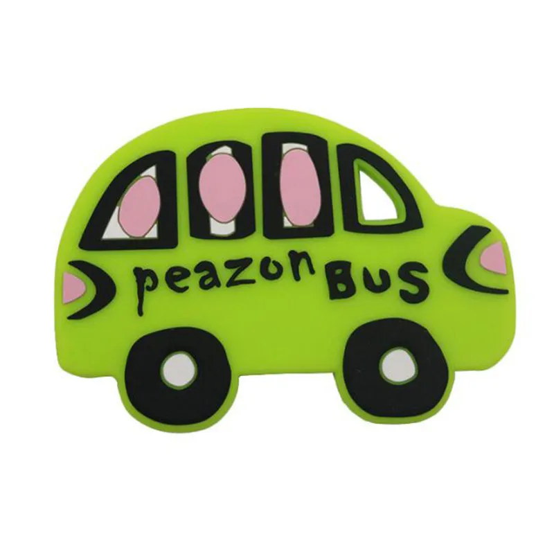 Mordedor de silicona port&aacute;til para beb&eacute;, juguete de dentici&oacute;n suave masticable, autob&uacute;s, coche colgante, 2021-5