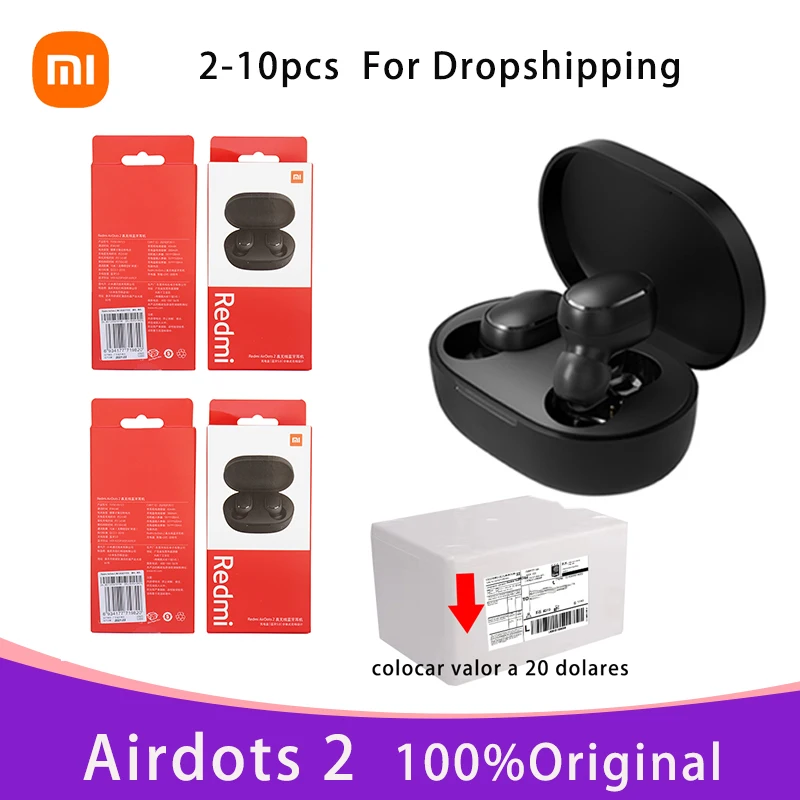 2-10 шт. Xiaomi Redmi AirDots 2 шумоподавление с микрофоном управление ИИ белый S настоящая