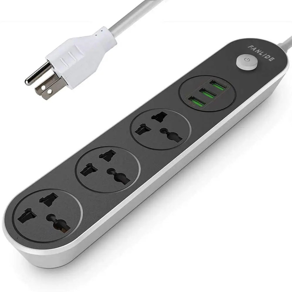 

STKJ Fanlide Power Strip with USB Ports, 6ft Power Cord, 2500W Circuit Breaker, 3 Outlets 3 Quick USB (5V 3.1A) Charging