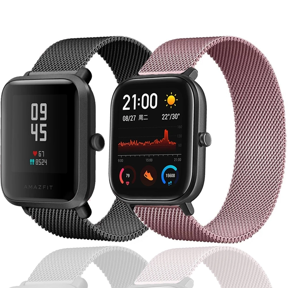 

Ремешок 20 мм для смарт-часов Xiaomi Huami Amazfit GTS 2/GTS2 Mini/GTR 42 мм, миланские магнитные браслеты для Amazfit Bip/Bip Lite S