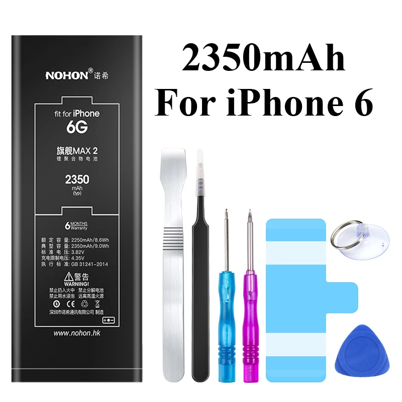2350mAh For iPhone 6 Nohon аккумулятор для Apple iPhone 6 6G 6S 7 7G 8 8G X iPhone6 iPhone7 iPhone8 iPhoneX встроенные литий-полимерные аккумуляторы+ Инструменты - Цвет: 2350mAh For iPhone 6