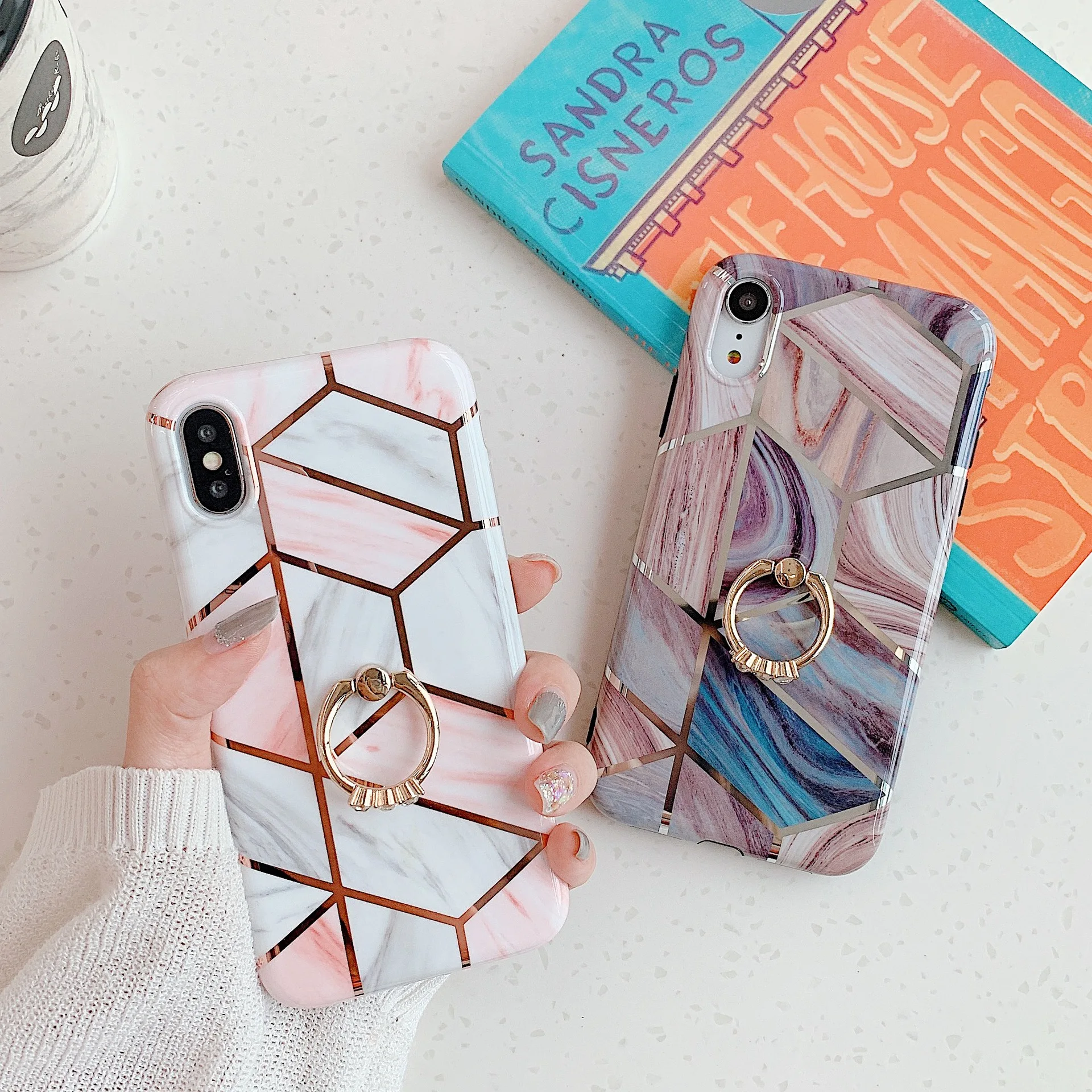 Позолоченный геометрический мраморный силиконовый чехол для телефона iPhone XR X XS 11