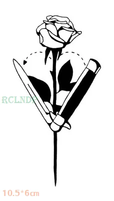 

Waterproof Temporary Tattoo Sticker Knife Rose Flower Plant Small Size Body Art Flash Tatoo Fake Tatto for Men Women