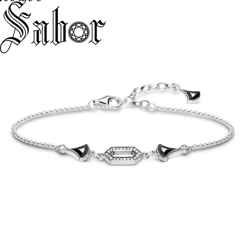 Черный Азиатский орнамент цепочка серебряный цвет модные украшения для женщин