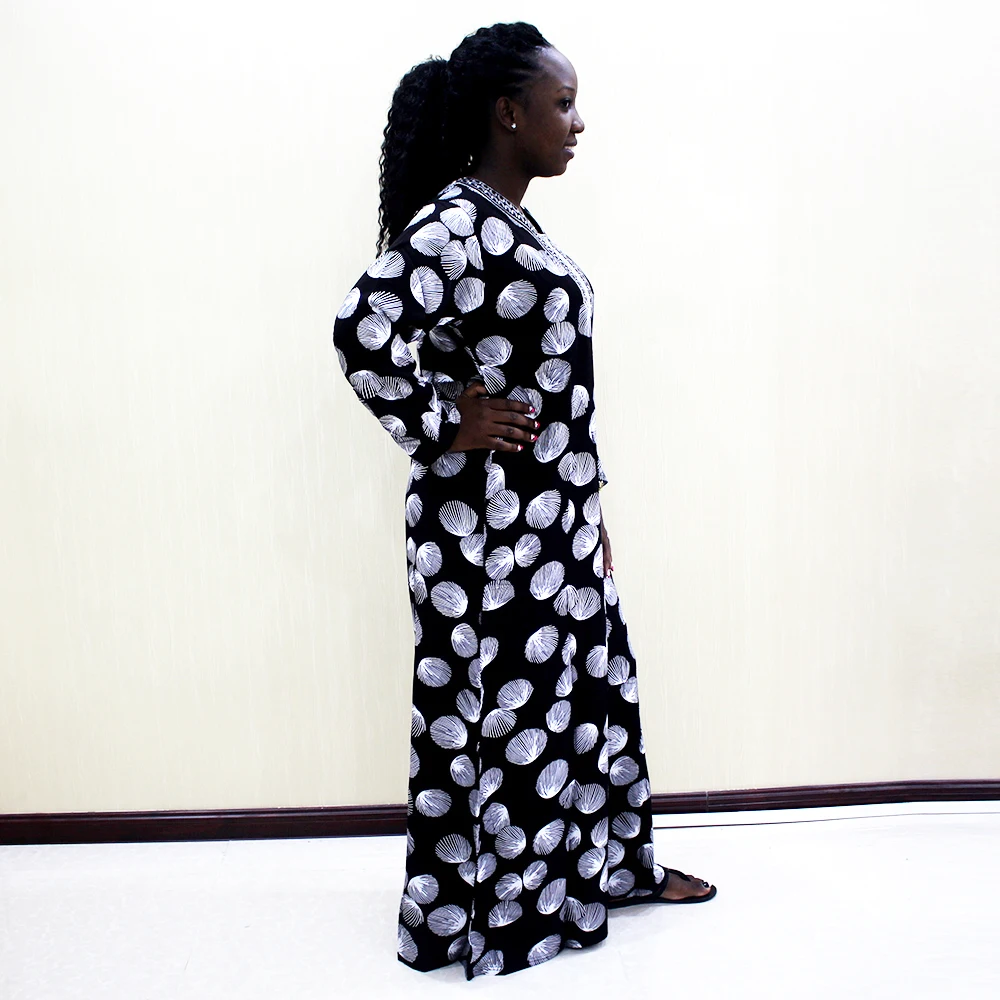 Повседневное платье абайя с вышивкой и аппликацией Dashikiage серого цвета Женские
