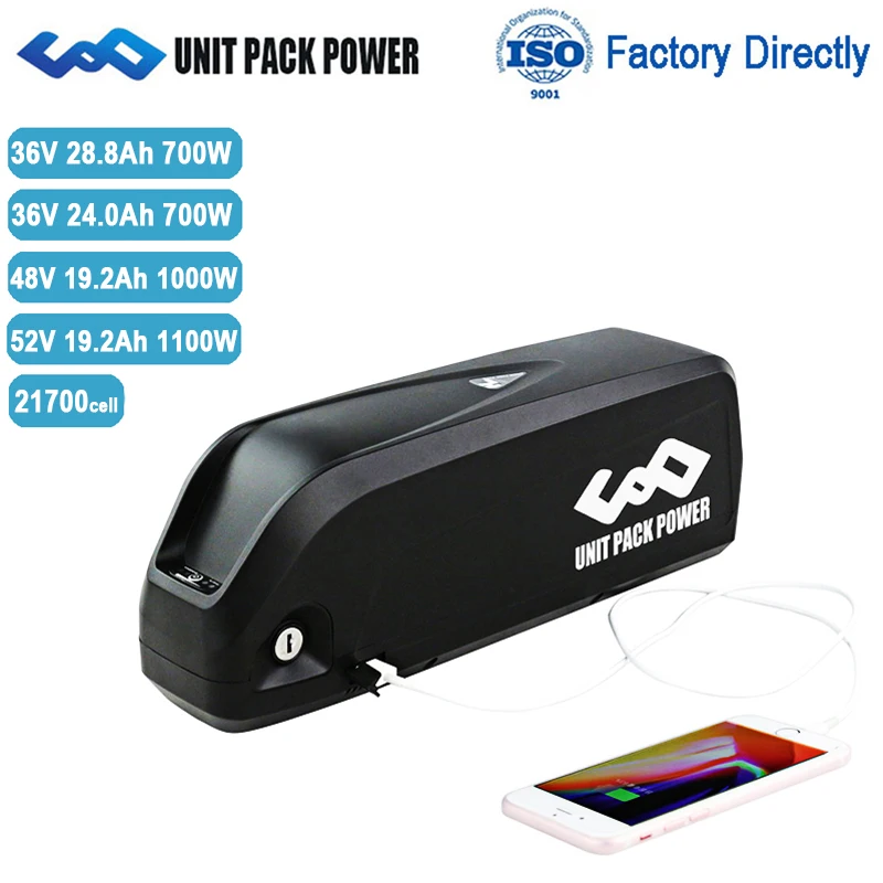 

EBike Battery 36V 48V 52V 28.8Ah 24Ah 19.2Ah 18Ah Hailong Max Electric Bicycle Batteries with USB for 8Fun 350W 500W 1000W Motor