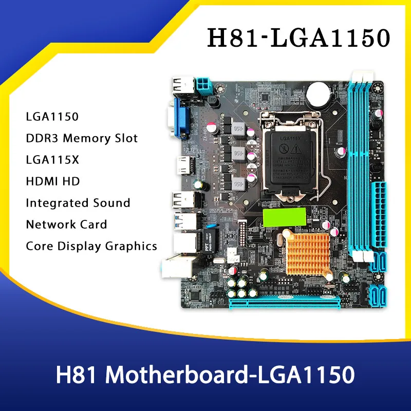 

H81 Motherboard LGA 1150 Dual Channel 2 x 8GB=16G DDR3 1600/1333 Memory USB 3.0 Computer Mainboard For Intel 1150 Core I3 I5 I7