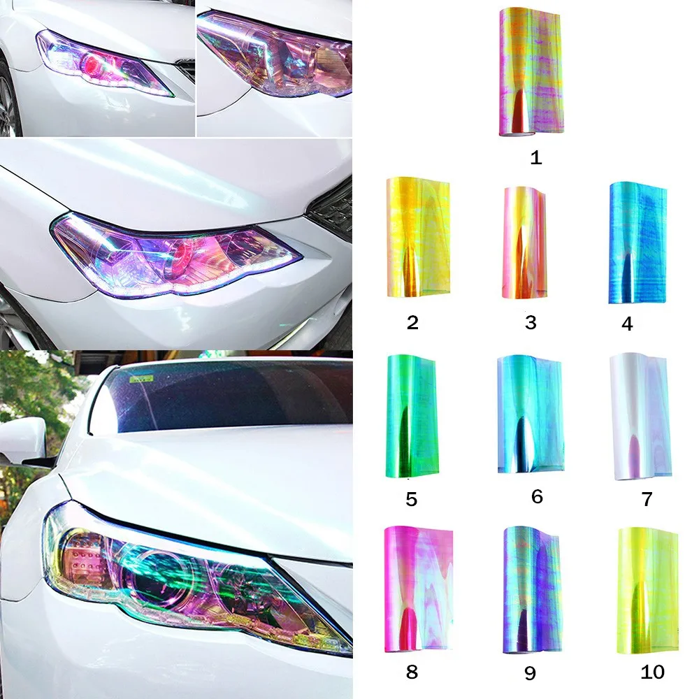 

30X200CM Car Light Film Carbins Chameleon Headlight Color Changing Film Fog Tail Lamp Cover Sticker Vinyl Neon Car Decoration Fi