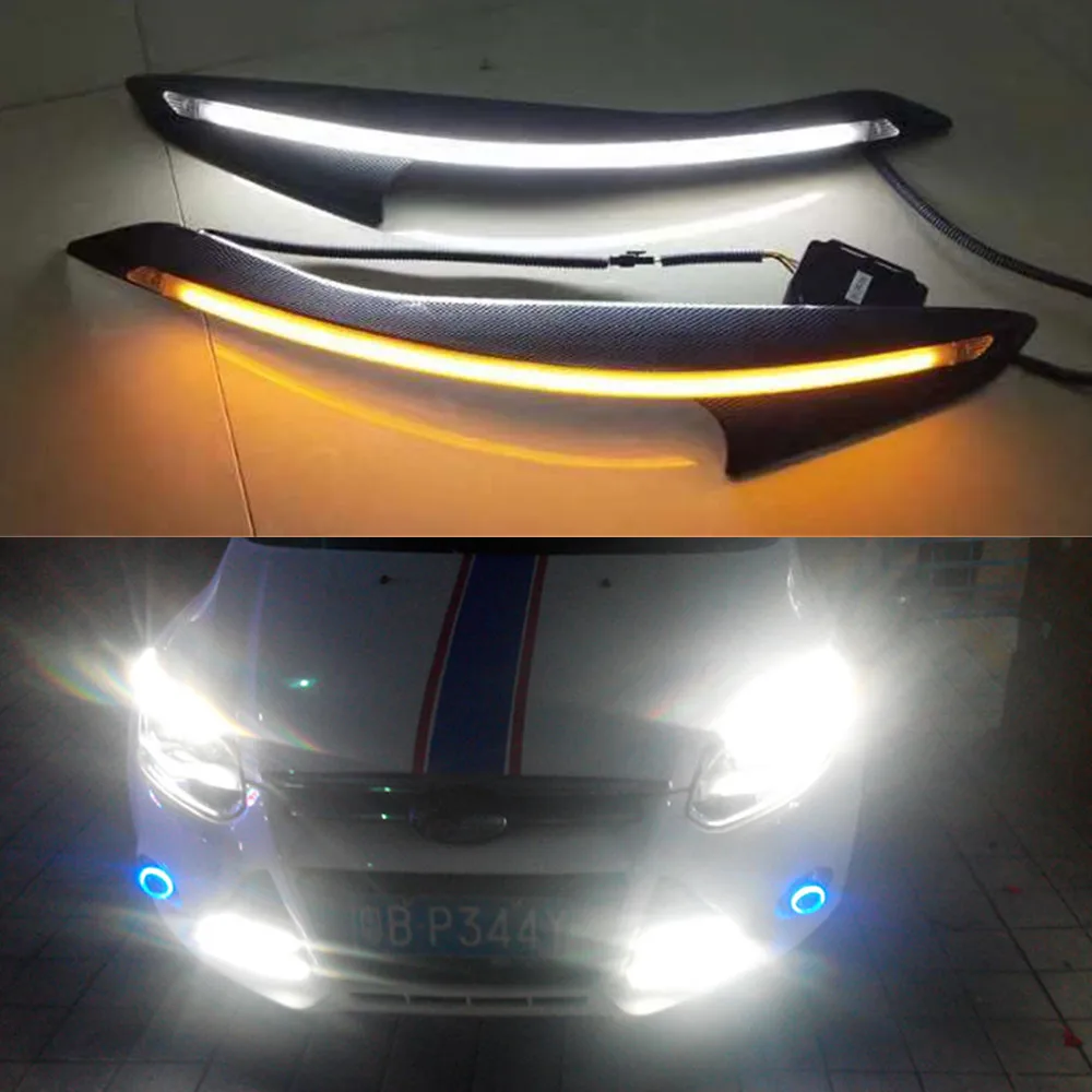 2 шт. для Ford Focus 3 MK3 2012 2013 автомобильный головной светильник для украшения бровей поворотник DRL Светодиодный дневной ходовой светильник