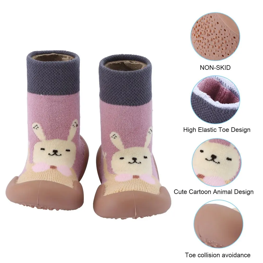 

Baby Boy Girl sock shoes for winter thick cotton animal styles cute baby floor shoes anti-slip first walkers 0-3 years