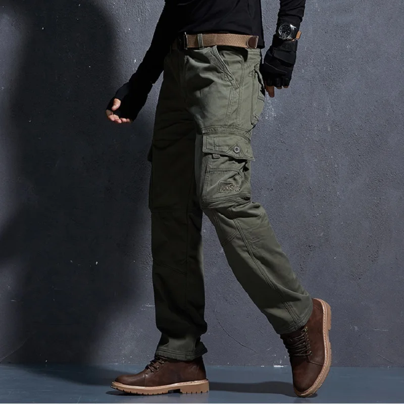 Мужские утолщенные брюки бархатные зимние теплые джоггеры мужские армейские