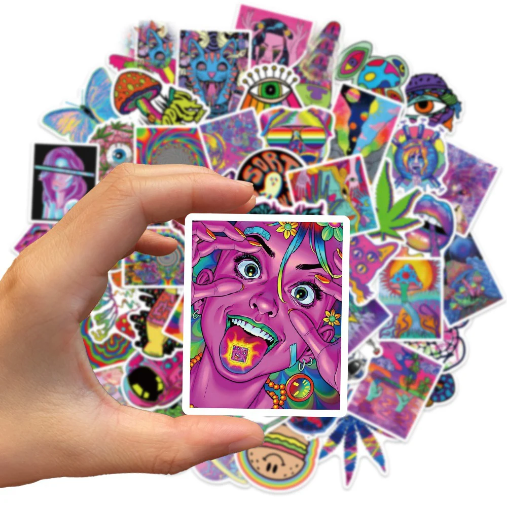 103050pcs cartoon psychedelic gothic cool stickers aesthetic art graffiti decals car skateboard guitar toy sticker for kids free global shipping