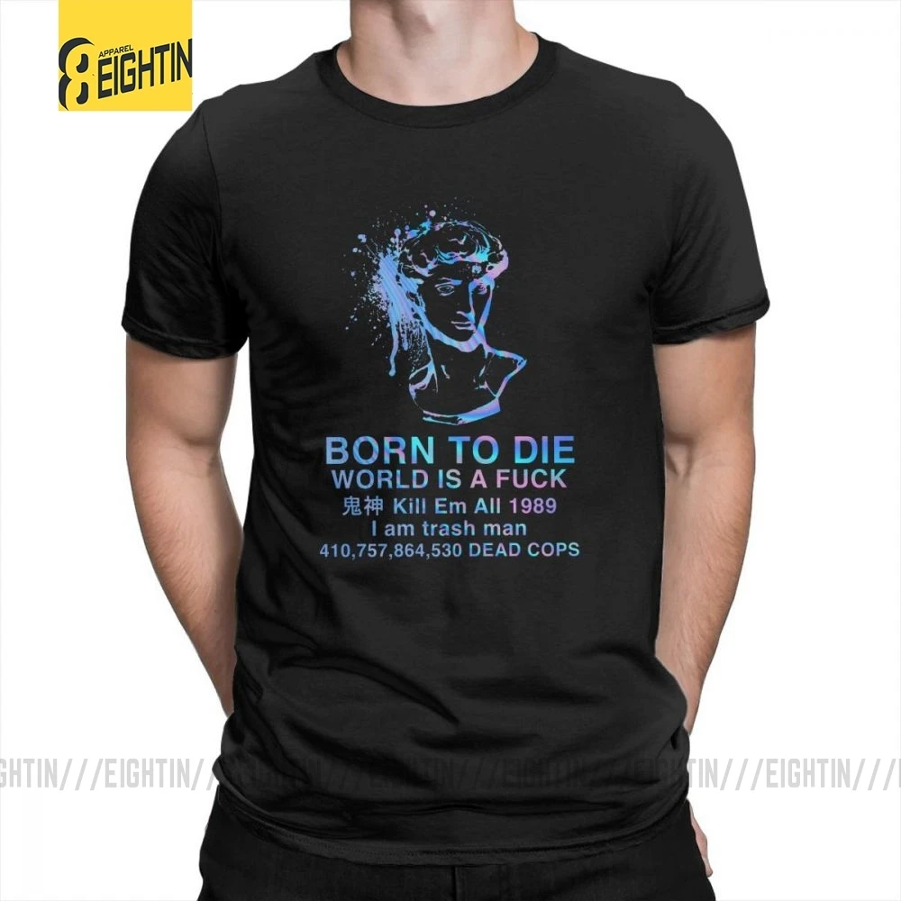 Vaporwave, футболки, Born to Die, футболки, большой размер, хлопок, мужские футболки с круглым воротником, графические, короткий рукав, стильные, уникальные - Цвет: Черный