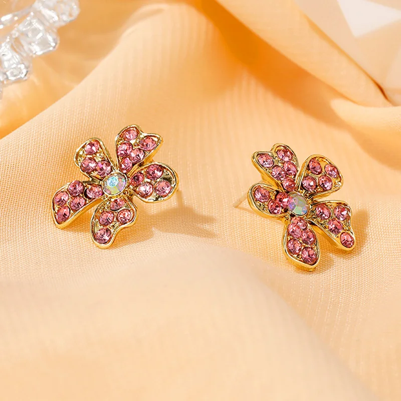 ZYZQ милые серьги с цветами для женщин пятилепестковым цветком и кристаллами