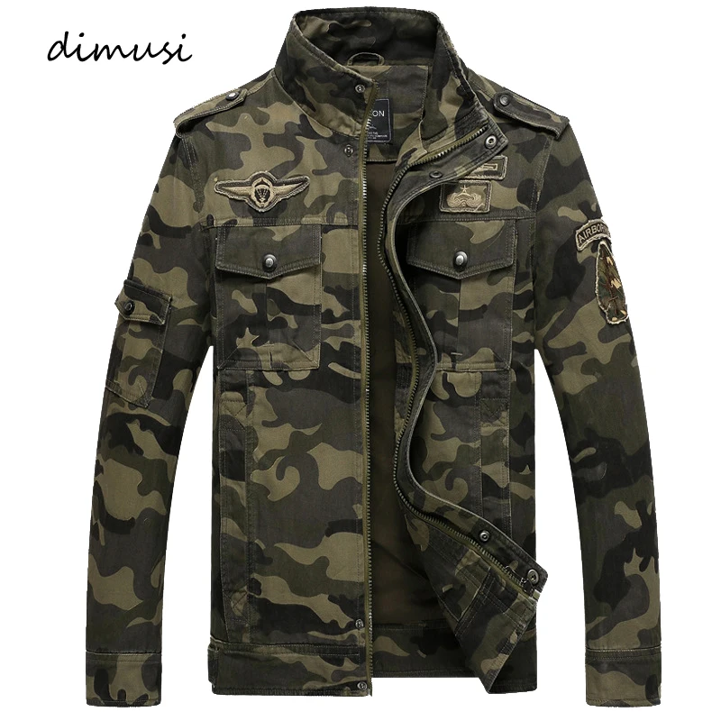 DIMUSI Autumn Mens Bomber Jackets Casual Man Camouflage Army Military Coats Mens Slim Outwear Windbreaker Jackets Clothing
