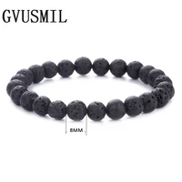 gvusmil 2017 fashion jewelry men bracelet black lava energy stone beads handmade bracelet for women christmas gift