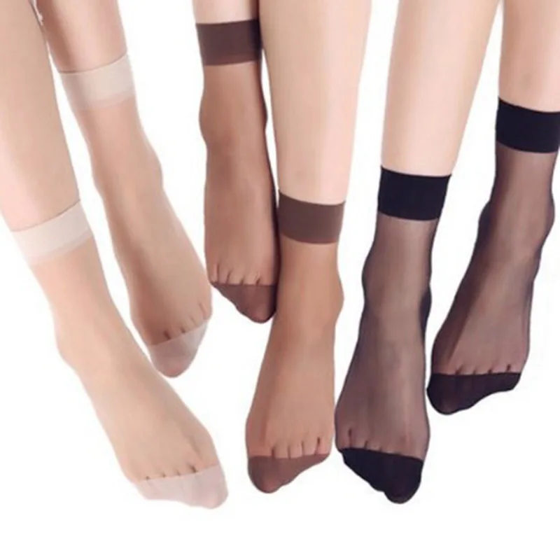 

10 Pairs Girl Ankle Sox Female Short Socks Women's Socks Thin Crystal Transparent Silk Socks Girl Ankle Sox