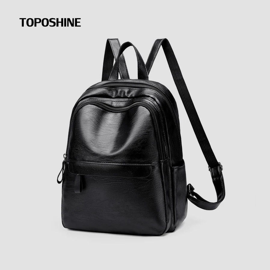 

Лидер продаж 2022, Женские однотонные Роскошные рюкзаки Toposhine из искусственной кожи, женский рюкзак, простые рюкзаки на молнии, большой женски...