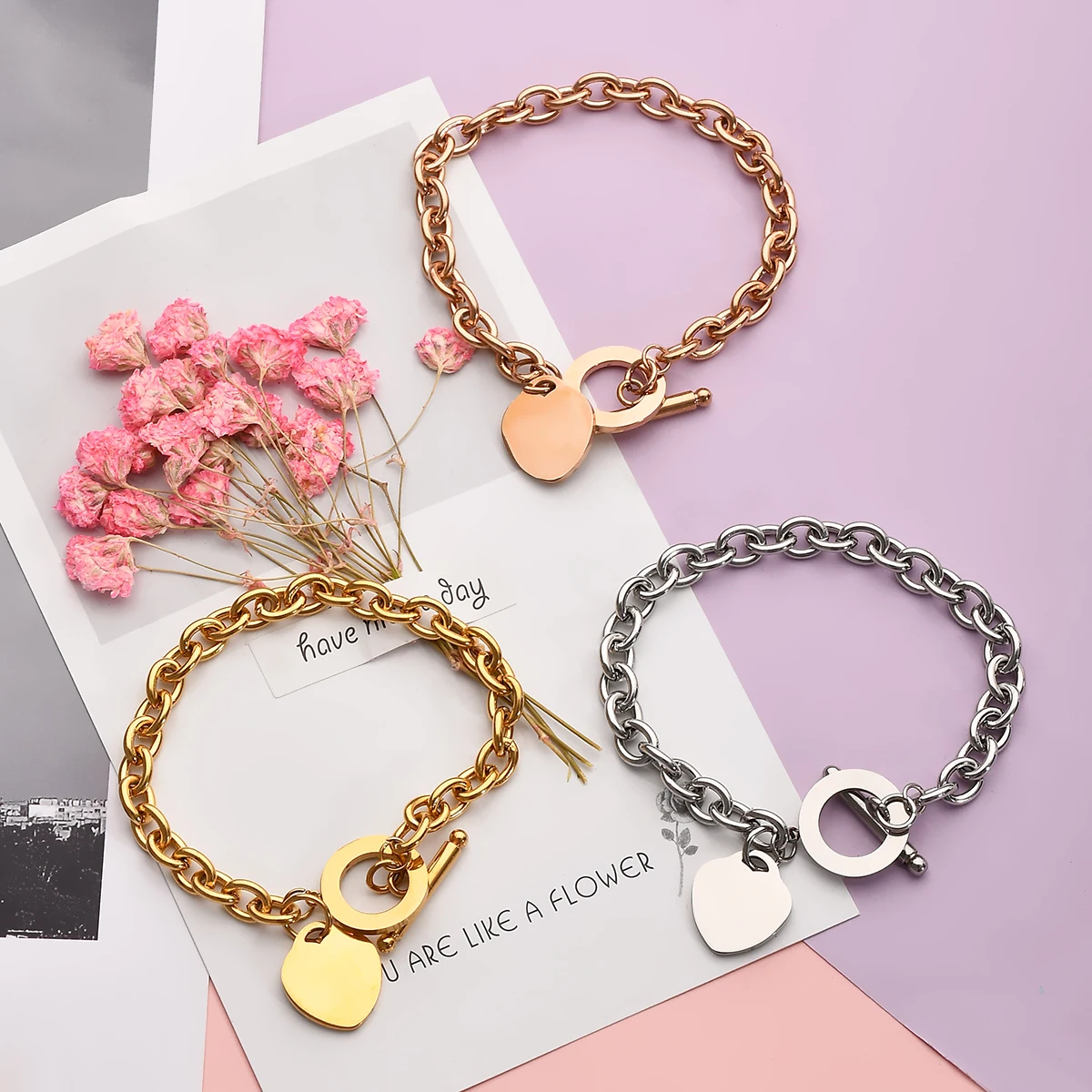 

New Style Brand Buckle Design Bracelet Gold Chain Heart Bangles Carter Bracelets Fine Jewelry for Women