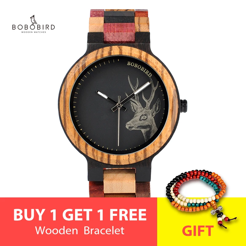 

BOBO BIRD Bamboo Wooden Watches Women Elk Wrist Watch Deer Quartz Ladies relojes para mujer in gifts box erkek kol saati